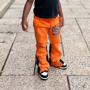 Orange Kids Sweatpants with Black Accents